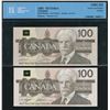 Image 2 : Bank of Canada $100, 1988 - Lot of 2