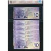 Image 2 : Bank of Canada $10, 2001 - Replacement Lot of 6