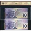 Image 2 : Bank of Canada $10, 2000/03 - Lot of 2 Replacements