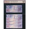 Image 1 : Bank of Canada $10, 2000/03 - Transitional Prefix - Lot of 4 (2 consecutive)