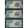 Image 1 : Bank of Canada $20, 2004 - Replacement Lot of 3