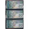 Image 2 : Bank of Canada $20, 2004 - Replacement Lot of 3