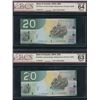 Image 2 : Bank of Canada $20, 2004 - Replacement Lot of 3