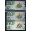 Image 1 : Bank of Canada $20, 2004 - Replacement Lot of 3