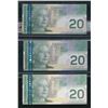 Image 2 : Bank of Canada $20, 2004 - Replacement Lot of 3