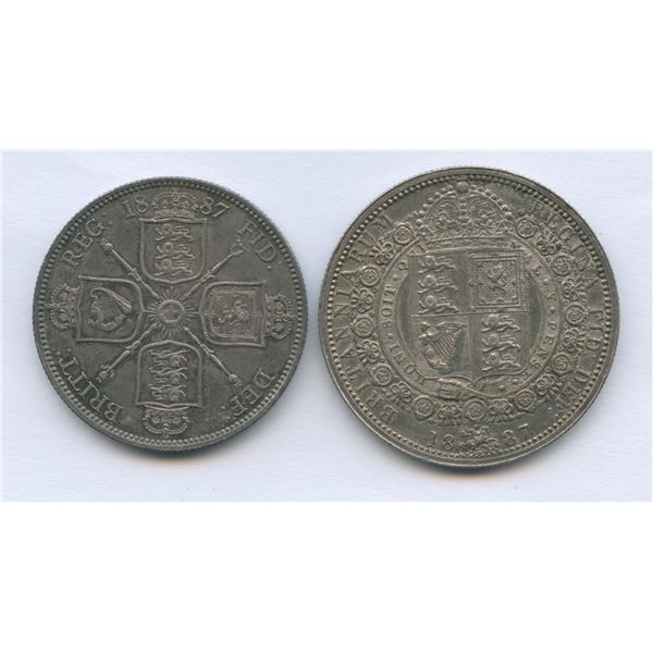 1887 Great Britain One Florin & Half Crown