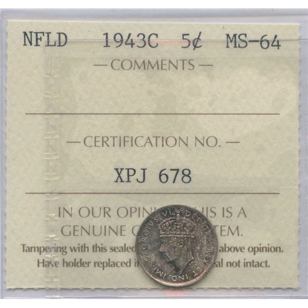 1943c Newfoundland Five Cents