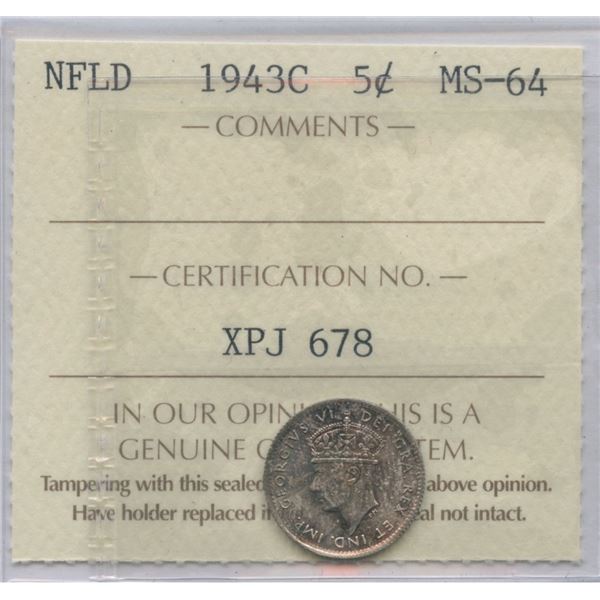 1943c Newfoundland Five Cents