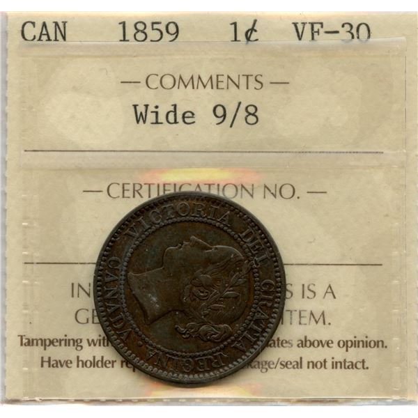 1859 One Cent - Wide 9/8