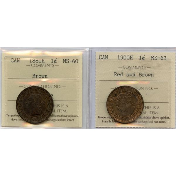 1881H & 1900H ICCS Graded One Cents