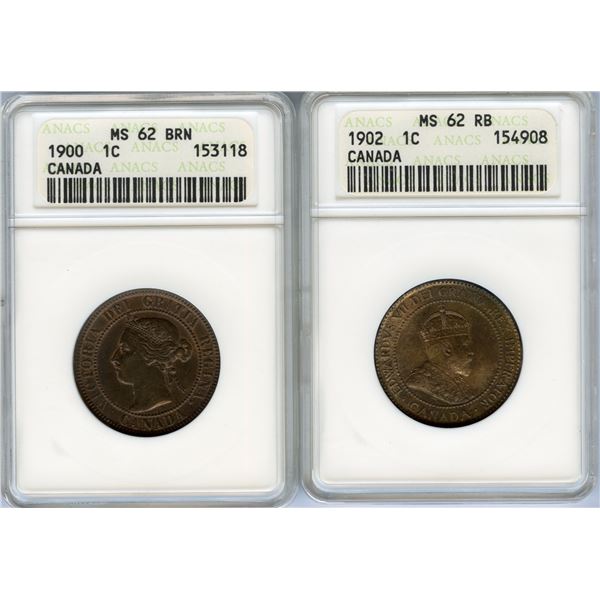 1900 & 1902 Canadian Large Cents