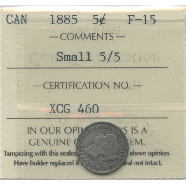 1885 Five Cents - Small 5/5