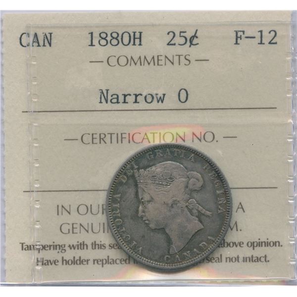 1880H Twenty-Five Cents - Narrow 0