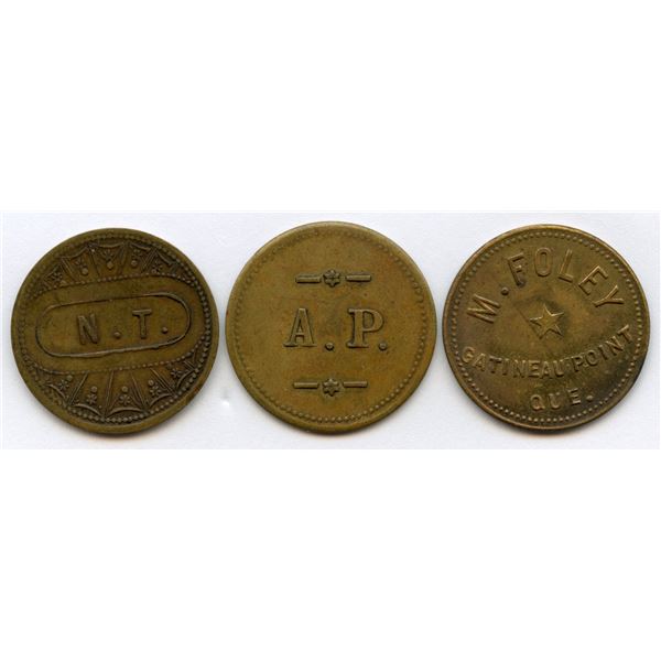 Lot of Three Post-Confederation Quebec Tokens.