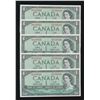 Image 1 : Bank of Canada $1, 1954 - Lot of 5 Consecutives