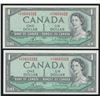 Image 1 : Bank of Canada $1, 1954 - Lot of 2 Replacements