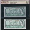 Image 1 : Bank of Canada $1, 1954 - Pair of Replacement Notes