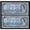 Image 2 : Bank of Canada $5, 1954 - Lot of 4 Transitional Prefix