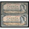 Image 1 : Bank of Canada $50, 1954 - Lot of 2