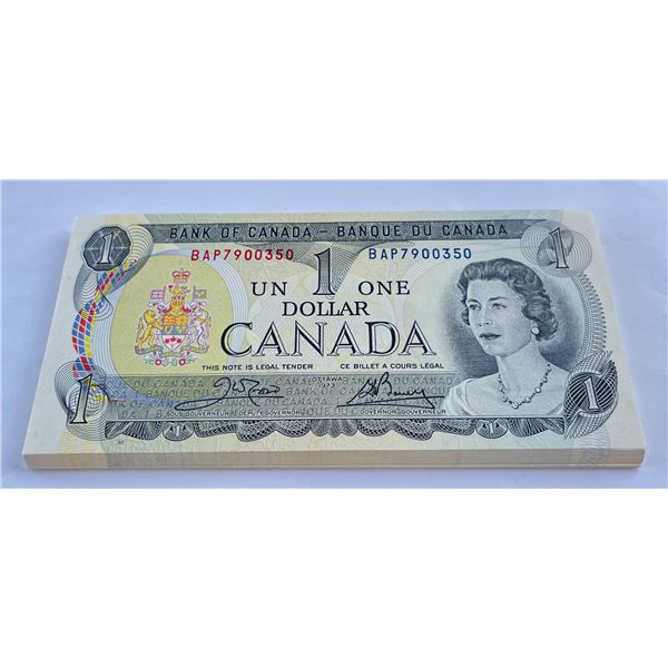 Bank of Canada $1, 1973 - Lot of 50 Consecutive