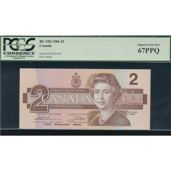 Bank of Canada $2, 1986 - AUN Changeover