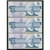 Image 2 : Bank of Canada $5, 1986 - Lot of 3 Consecutive Replacements