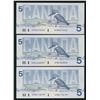 Image 1 : Bank of Canada $5, 1986 - Lot of 3