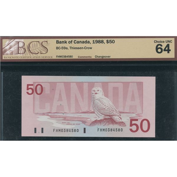 Bank of Canada $50, 1988 - Changeover