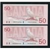 Image 1 : Bank of Canada $50, 1988 - Changeover Lot of 2