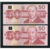 Image 2 : Bank of Canada $50, 1988 - Changeover Lot of 2