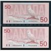 Image 1 : Bank of Canada $50, 1988 - Lot of 2