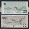 Image 2 : Bank of Canada $20 & $100, Bird Series - Lot of 2