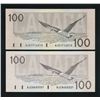 Image 1 : Bank of Canada $100, 1988 - Lot of 2