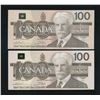 Image 2 : Bank of Canada $100, 1988 - Lot of 2