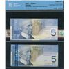 Image 2 : Bank of Canada $5, 2001/2006 - Lot of 2 Changeovers