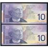 Image 2 : Bank of Canada $10, 2001 - Lot of 2 Consecutives