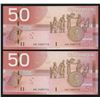 Image 1 : Bank of Canada $50, 2004 - Lot of 2 Consecutives