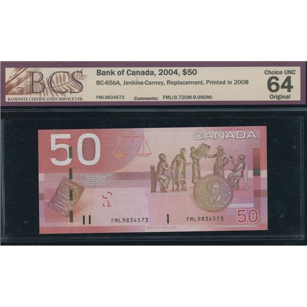 Bank of Canada $50, 2004 - Replacement