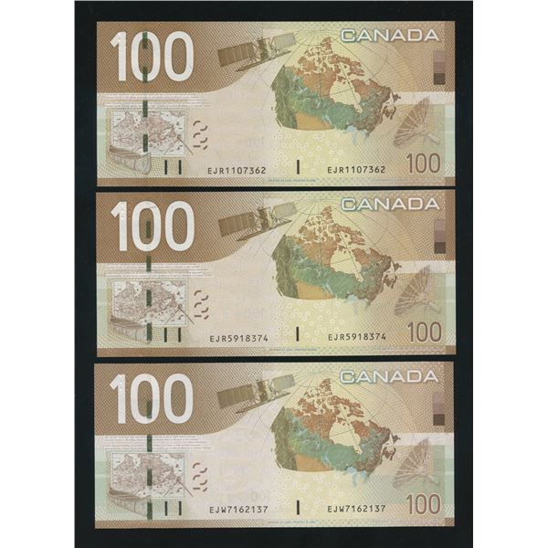 Bank of Canada $100, 2004 - Lot of 3