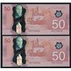 Image 1 : Bank of Canada $50, 2012 - Lot of 2 Consecutives