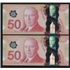 Image 2 : Bank of Canada $50, 2012 - Lot of 2 Consecutives