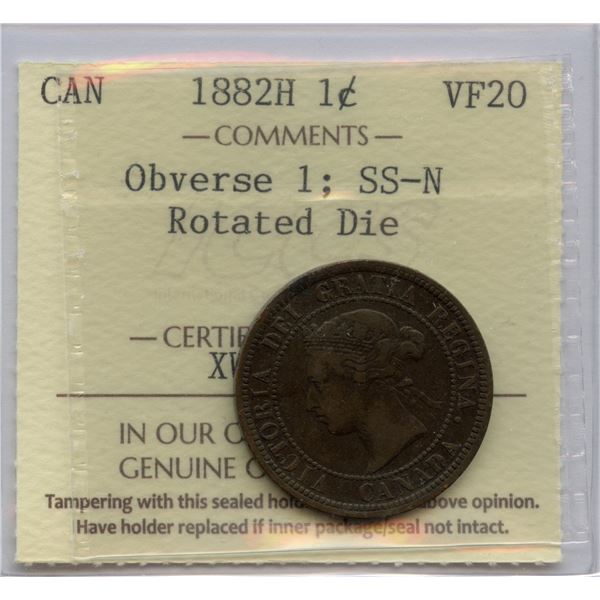1882H One Cent - SS-N Rotated Die