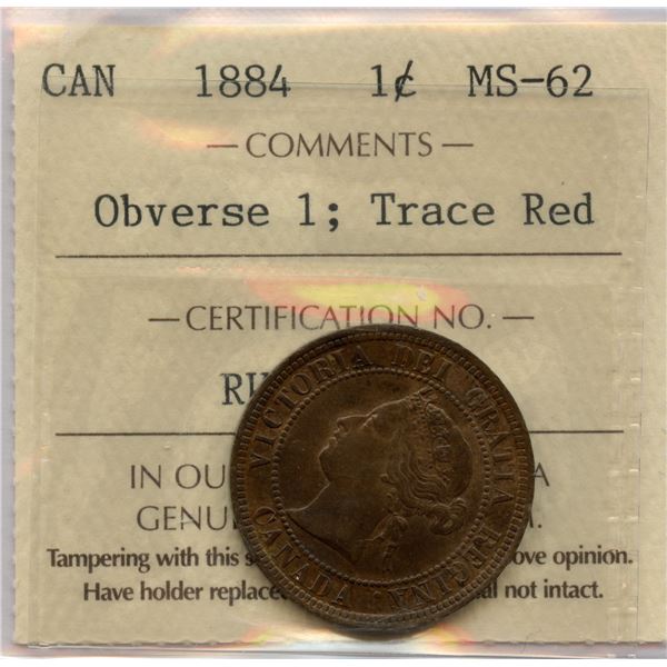 1884 One Cent - Obverse #1