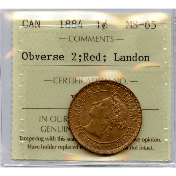 1884 One Cent - Obverse #2
