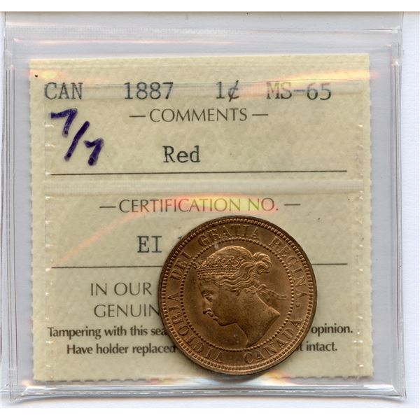 1887 One Cent - 7/7 Variety