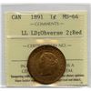 Image 1 : 1891 One Cent - Large Leaves, Large Date