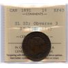 Image 1 : 1891 One Cent - Small Leaves, Small Date, Repunched T