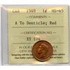 Image 1 : 1949 One Cent - A to Denticle