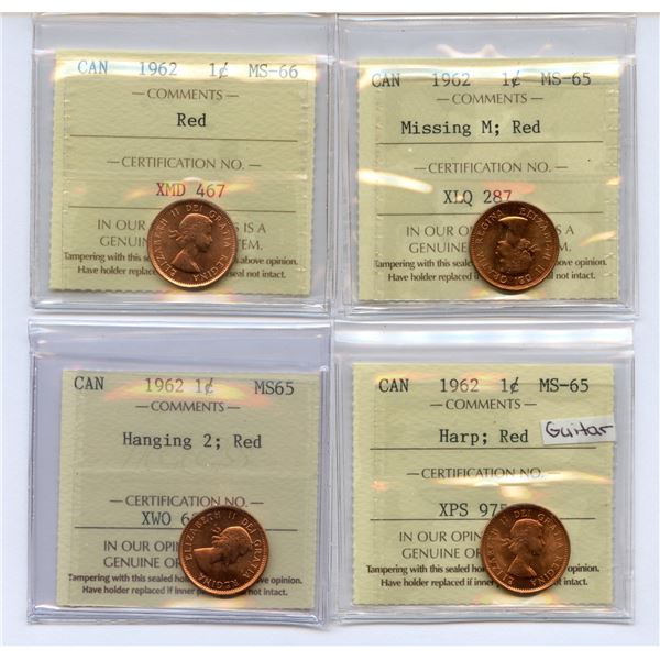1962 One Cent - Lot of 4