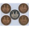 Image 2 : Group of Five Treaty 4 Replica Medals. “1874.” Copper and Silver.